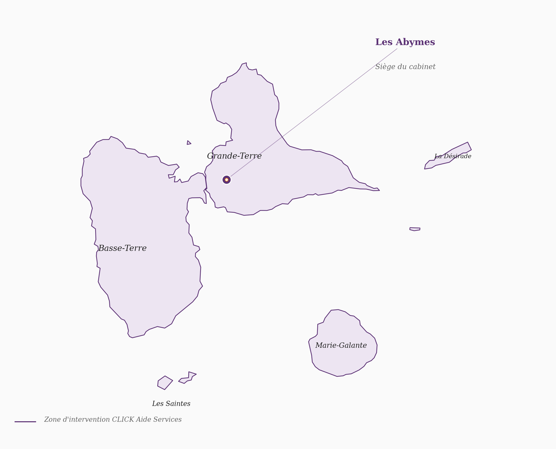 Carte Guadeloupe - Zone d'intervention CLICK AIDE SERVICES